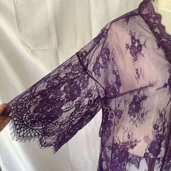Purple Lace Kimono Cardigan Womens L Avidlove - Picture 3 of 7